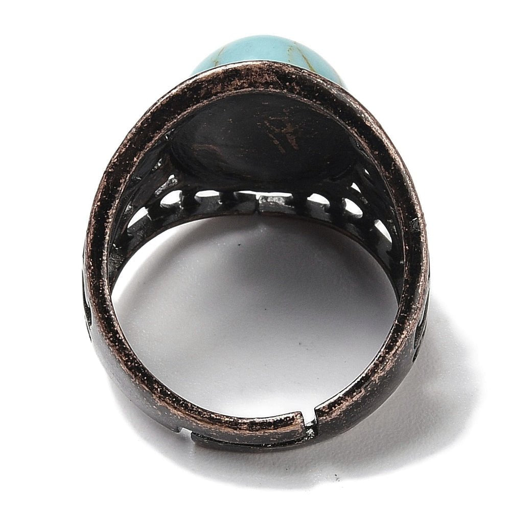 ANELLO CON TURCHESE SINTETICO IN OTTONE - Regolabile - Clorophilla Shop