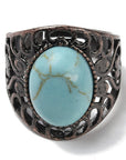 ANELLO CON TURCHESE SINTETICO IN OTTONE - Regolabile - Clorophilla Shop