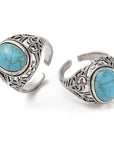 ANELLO CON TURCHESE SINTETICO - Regolabile - Clorophilla Shop