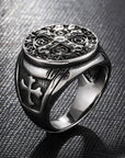 ANELLO CROCE DI SAN BENEDETTO IN ACCIAIO INOX - Colore argento - Clorophilla Shop