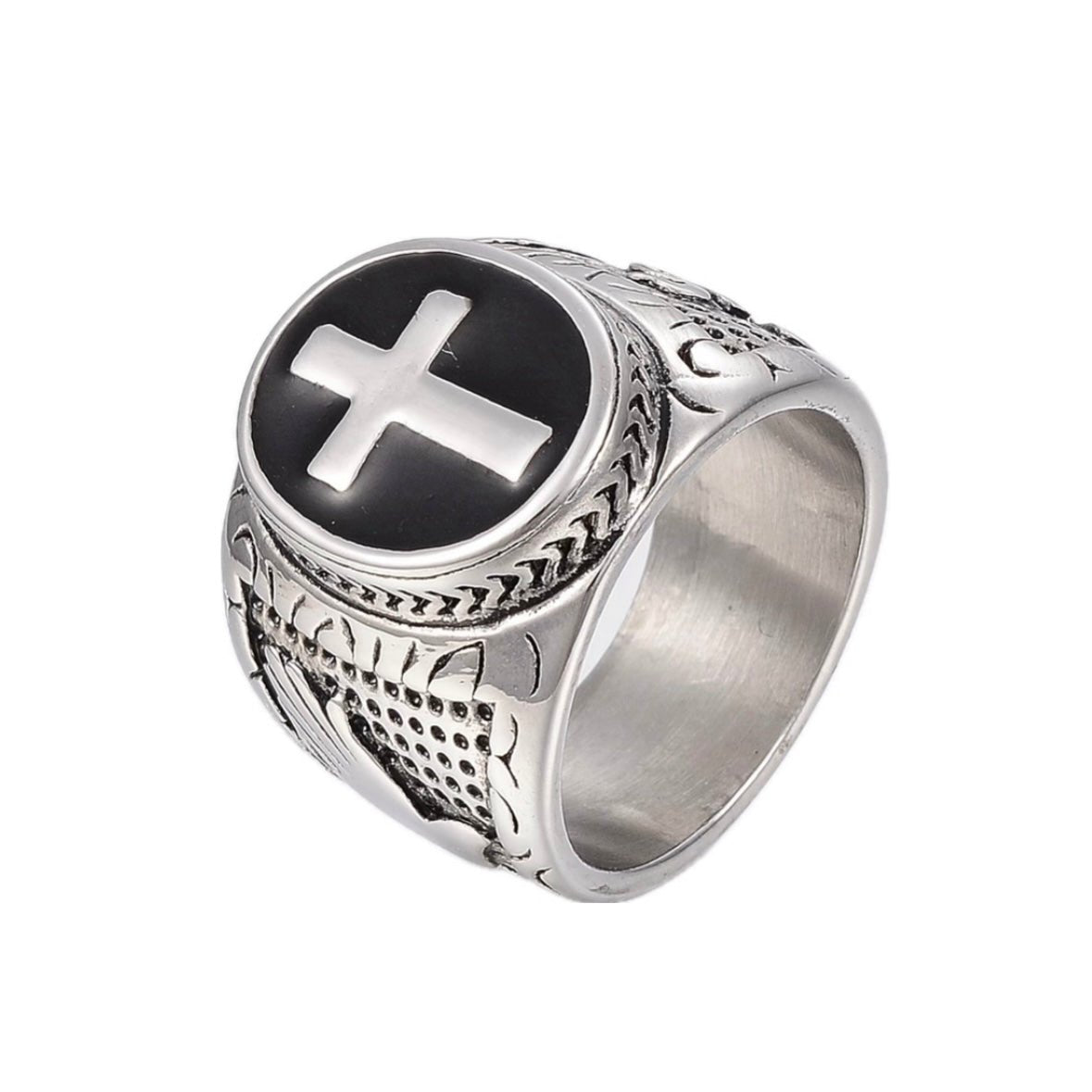 ANELLO CROCE IN ACCIAIO INOX - Clorophilla Shop