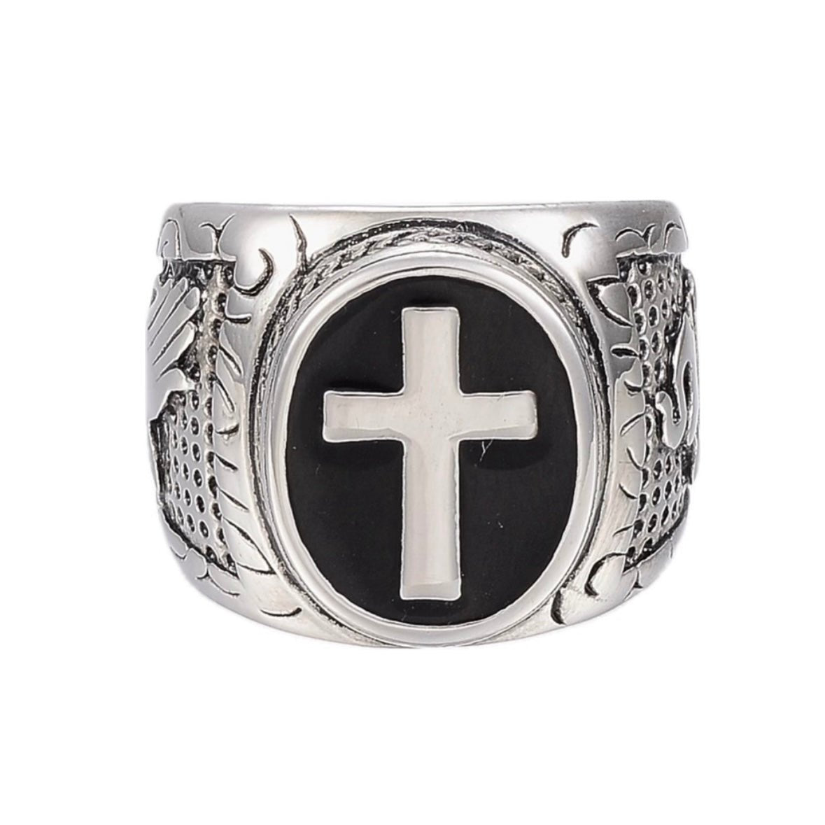 ANELLO CROCE IN ACCIAIO INOX - Clorophilla Shop