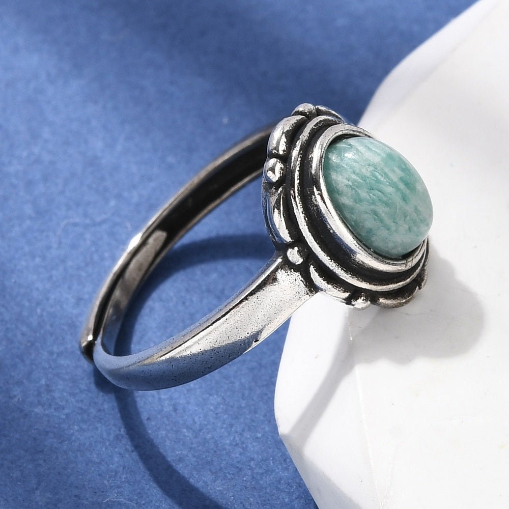 ANELLO EDEN CON AMAZZONITE – Calma e comunicazione - Clorophilla Shop
