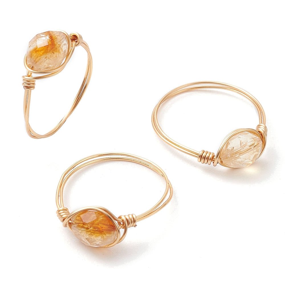 Anello in Citrino Naturale in filo di rame – Abbondanza e Prosperità - Clorophilla Shop