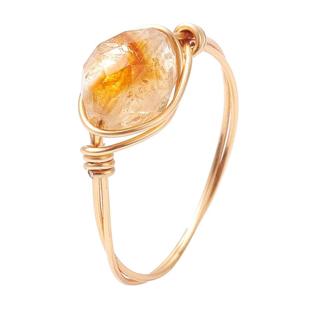 Anello in Citrino Naturale in filo di rame – Abbondanza e Prosperità - Clorophilla Shop