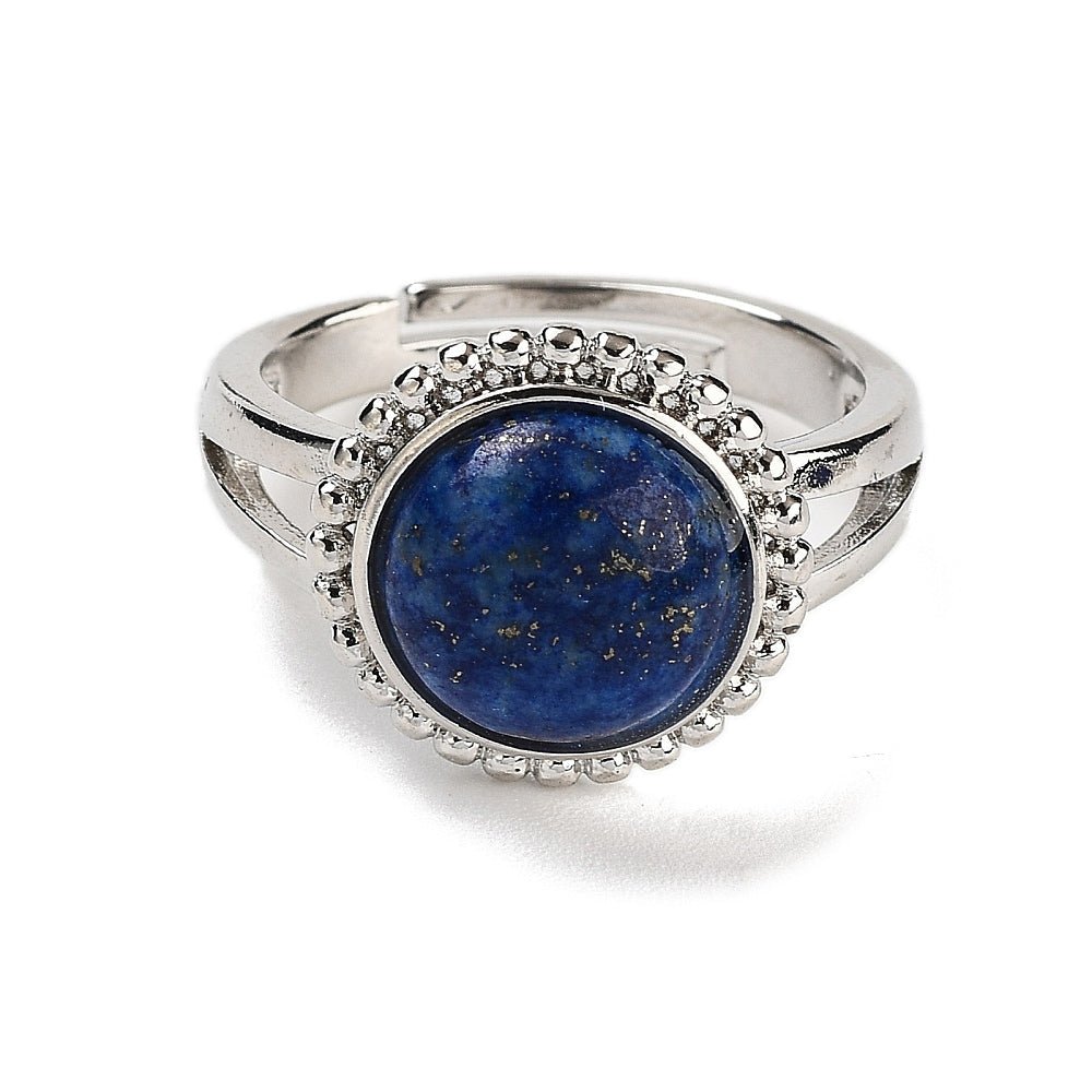 ANELLO IN LAPISLAZZULI PLACCATO PLATINO - Saggezza, comunicazione e intuizione - Clorophilla Shop