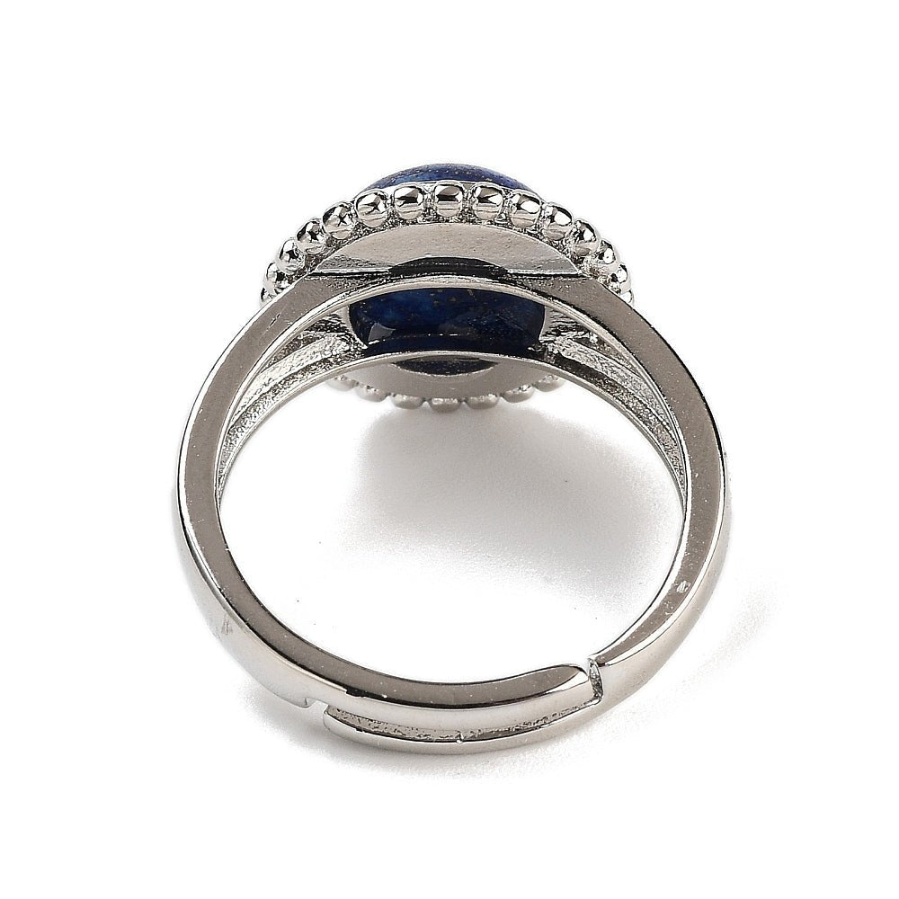 ANELLO IN LAPISLAZZULI PLACCATO PLATINO - Saggezza, comunicazione e intuizione - Clorophilla Shop