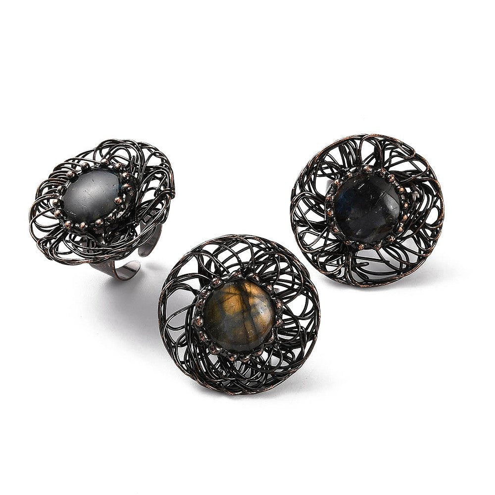ANELLO INTRECCIATO CON LABRADORITE - Intuizione e trasformazione - Clorophilla Shop