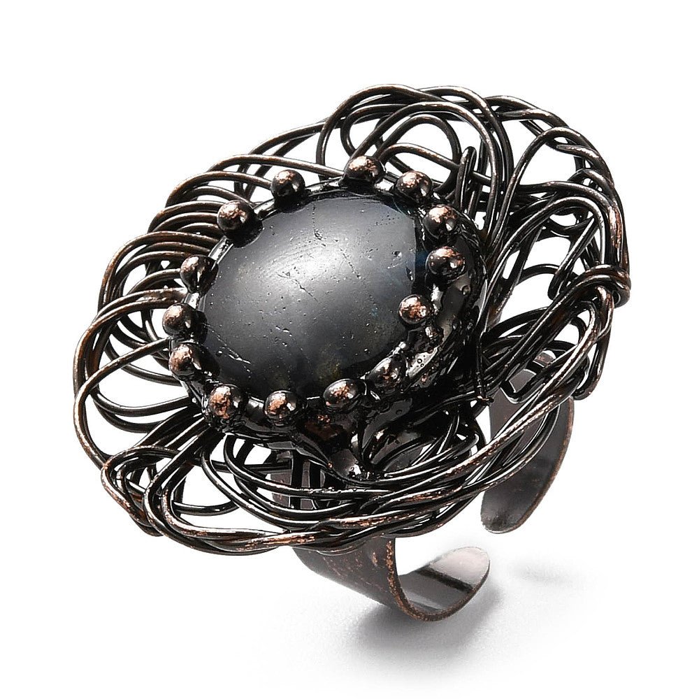 ANELLO INTRECCIATO CON LABRADORITE - Intuizione e trasformazione - Clorophilla Shop
