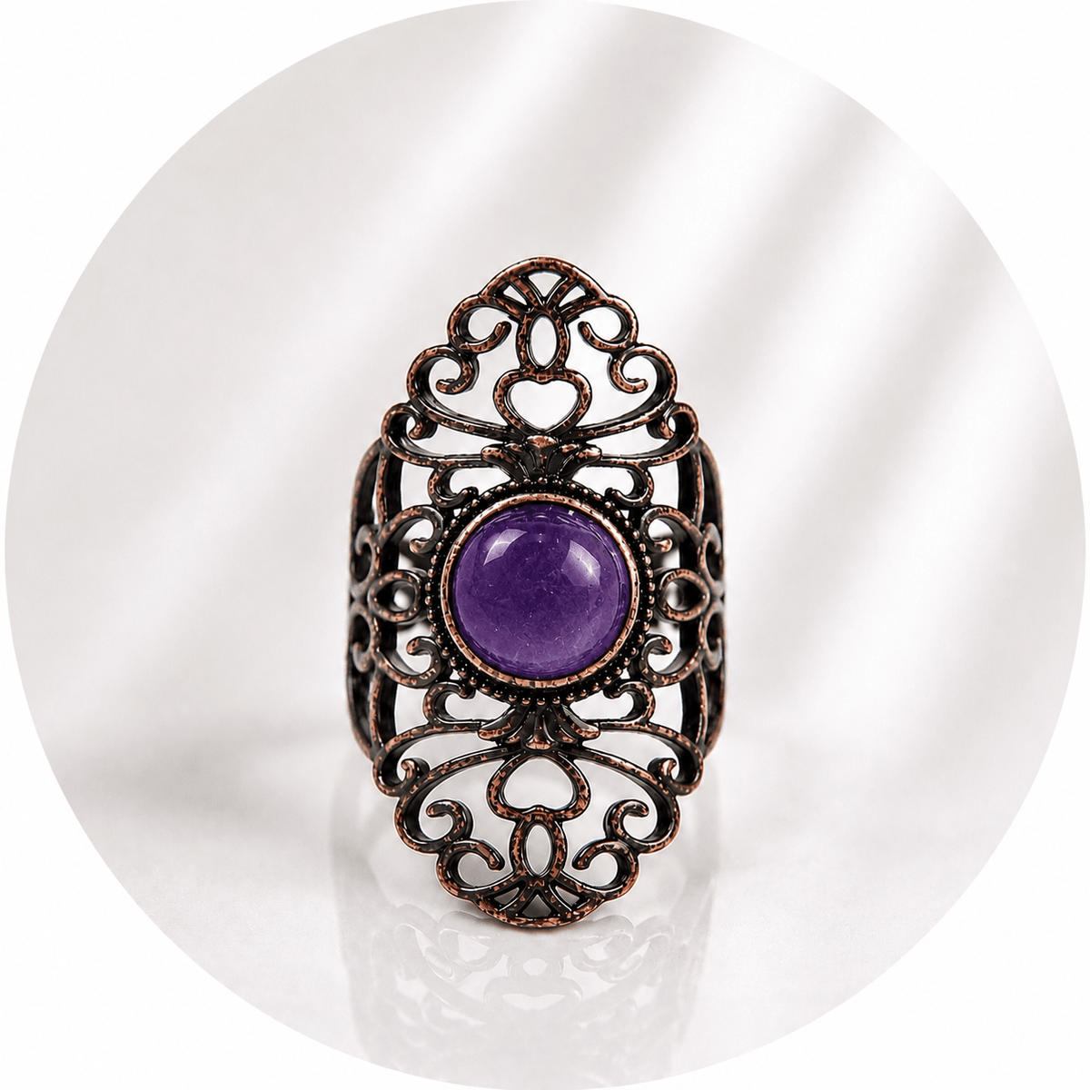 ANELLO RETRÒ IN AMETISTA - Calma e rilassamento - Clorophilla Shop