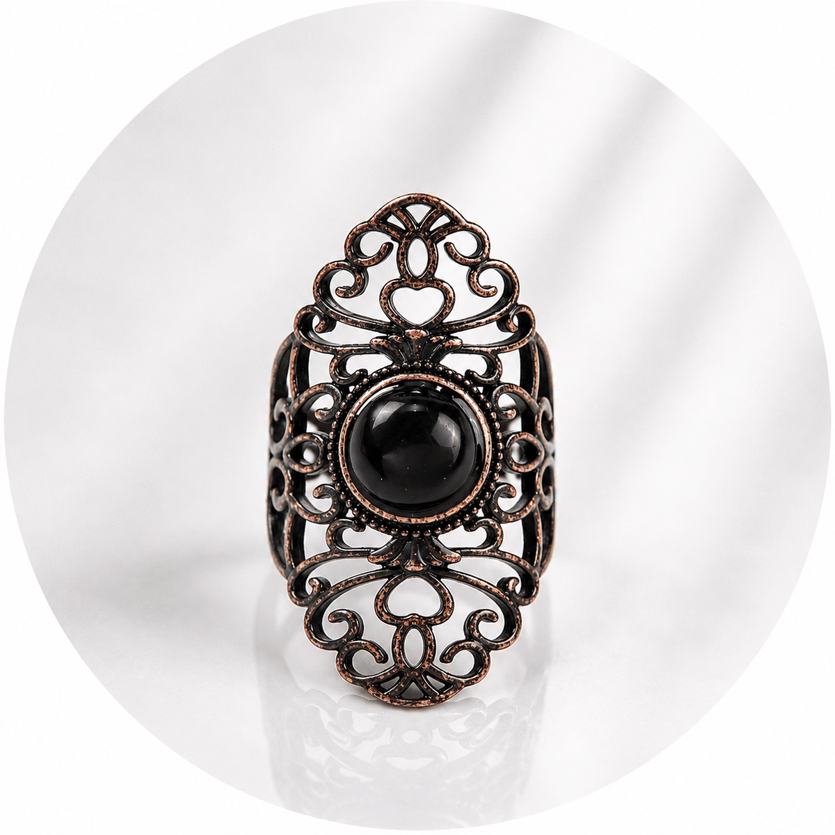 ANELLO RETRÒ IN OSSIDIANA NERA - Scudo energetico - Clorophilla Shop