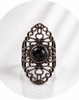 ANELLO RETRÒ IN OSSIDIANA NERA - Scudo energetico - Clorophilla Shop