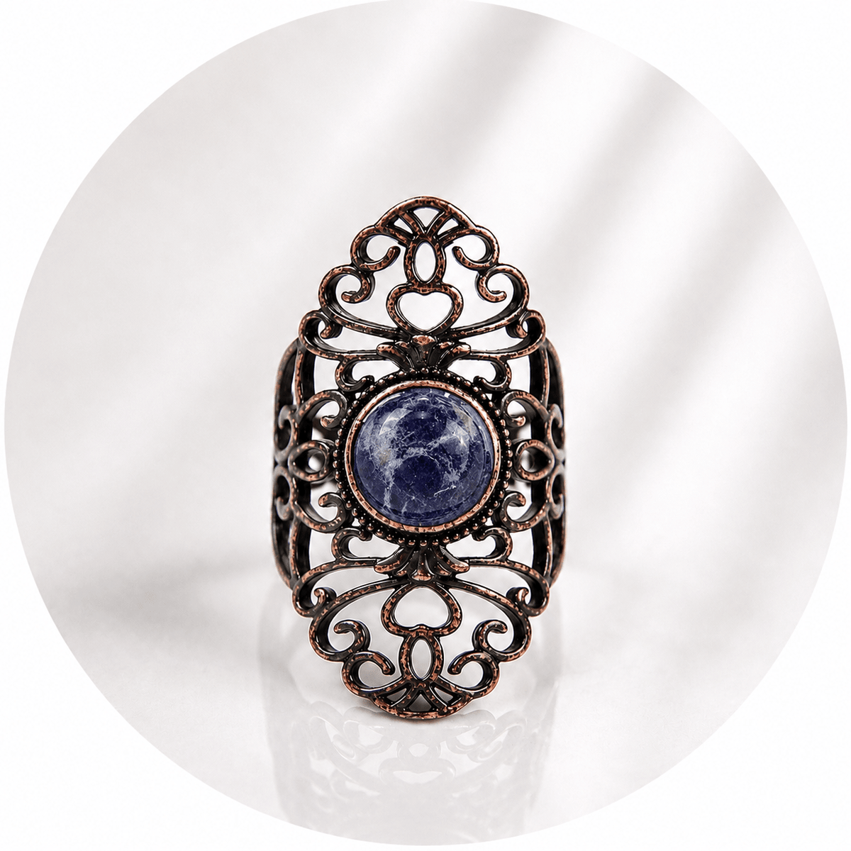 ANELLO RETRÒ IN SODALITE - Chiarezza mentale - Clorophilla Shop