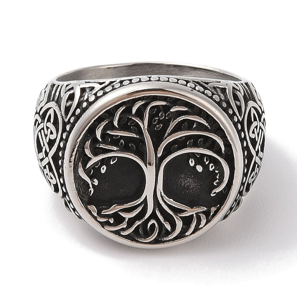 ANELLO SIGILLO ALBERO DELLA VITA IN ACCIAIO INOX - Crescita e forza - Clorophilla Shop