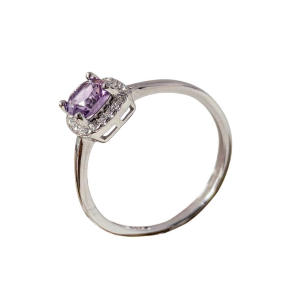 ANELLO SOLITARIO CON AMETISTA IN ARGENTO 925 - Calma e rilassamento - Clorophilla Shop
