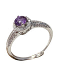 ANELLO SOLITARIO TONDO CON AMETISTA IN ARGENTO 925 - Calma e rilassamento - Clorophilla Shop
