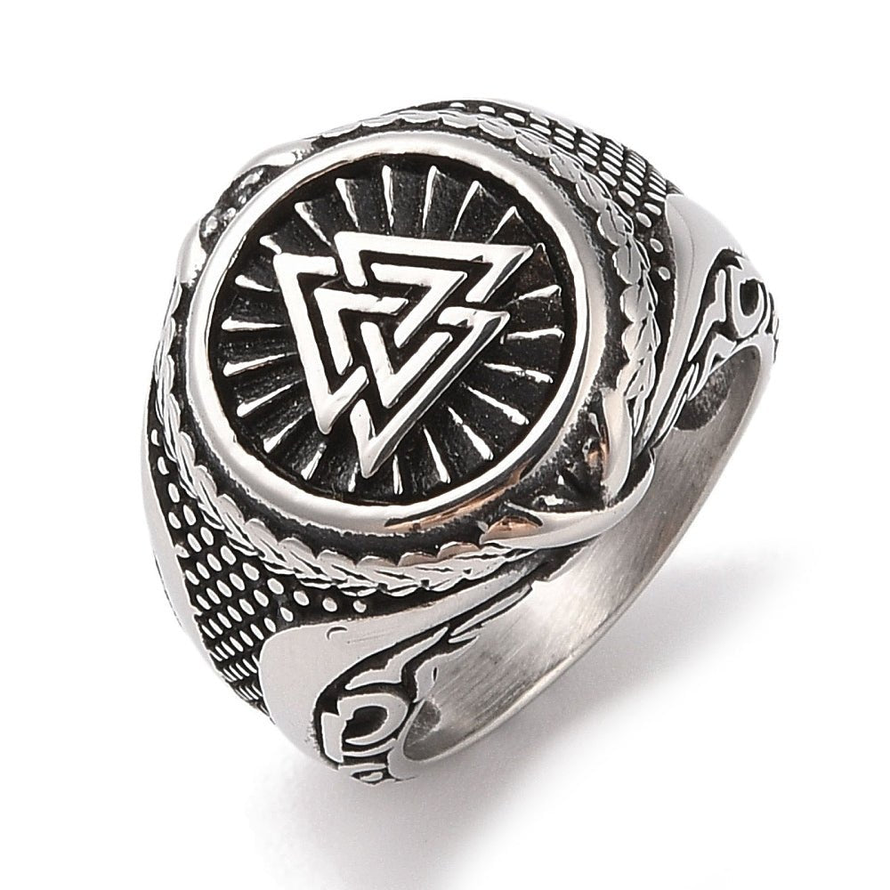 ANELLO VICHINGO VALKNUT IN ACCIAIO INOX - Forza e coraggio - Clorophilla Shop