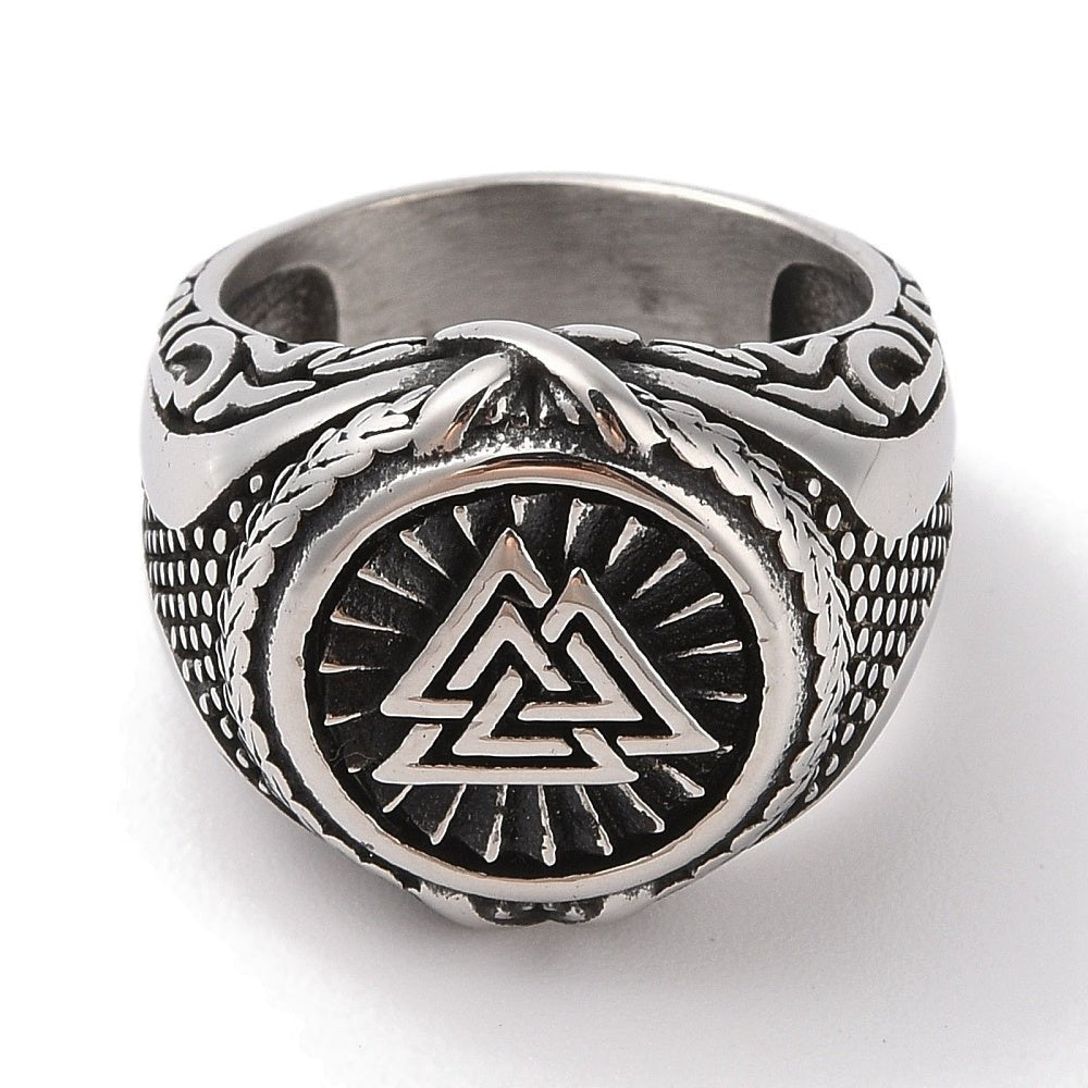 ANELLO VICHINGO VALKNUT IN ACCIAIO INOX - Forza e coraggio - Clorophilla Shop