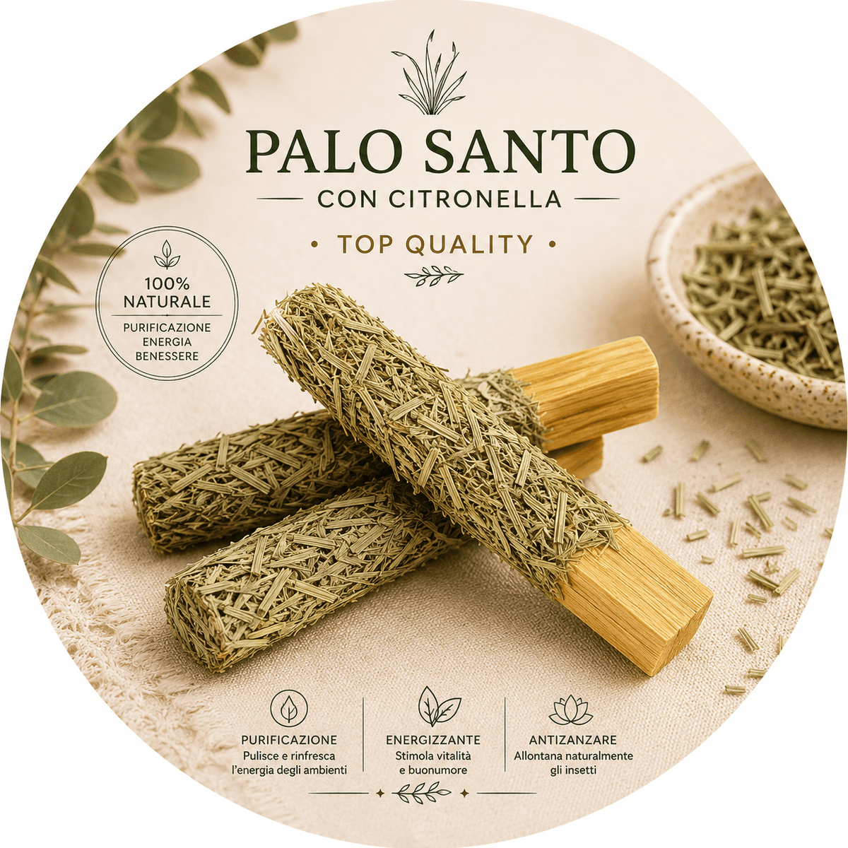 BASTONCINO LEGNO DI PALO SANTO RICOPERTO - Citronella - Clorophilla Shop