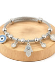 BRACCIALE AMULETO NAZAR ACCIAIO INOX ARGENTO - Protezione malocchio - Clorophilla Shop