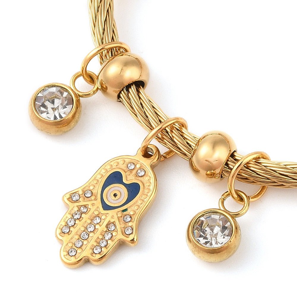 BRACCIALE AMULETO NAZAR ACCIAIO INOX ORO - Protezione malocchio - Clorophilla Shop