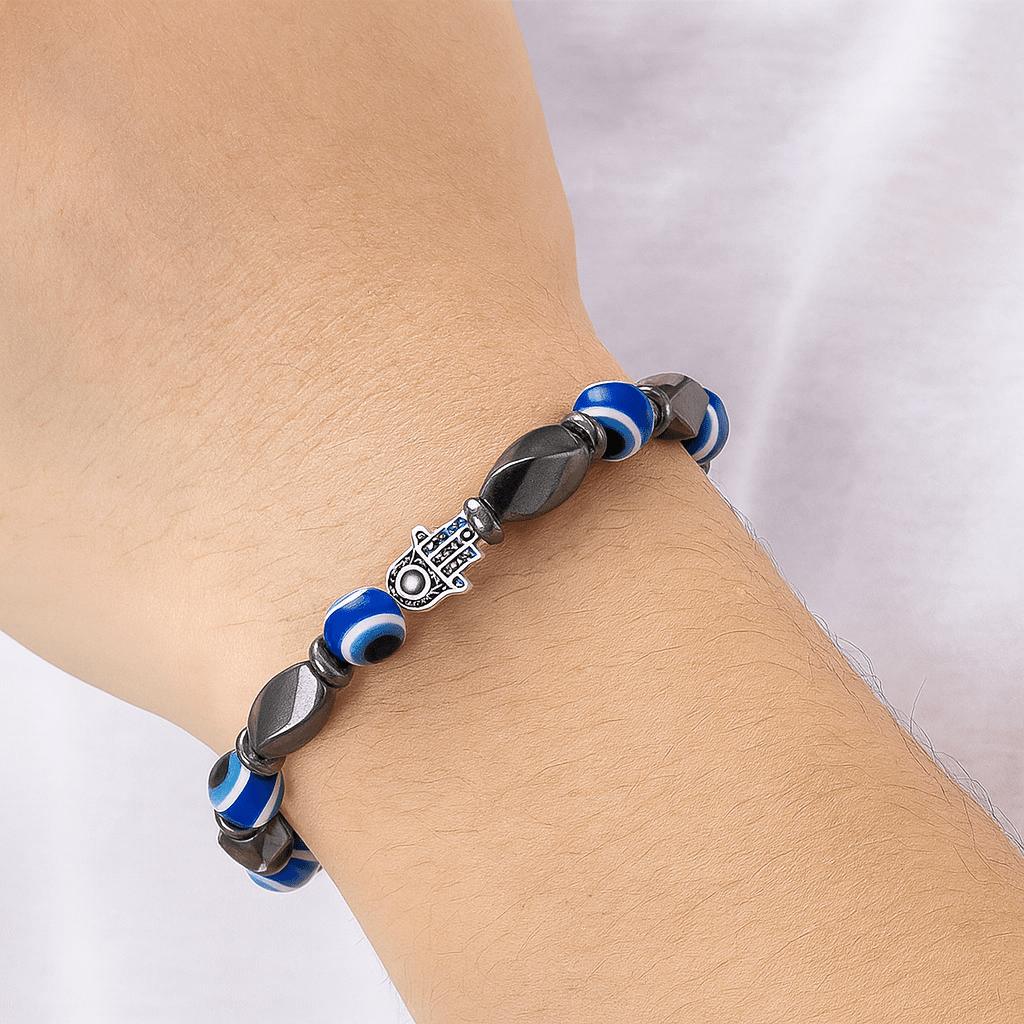 BRACCIALE AMULETO NAZAR CON MANO DI FATIMA - Protezione malocchio - Clorophilla Shop