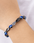 BRACCIALE AMULETO NAZAR CON MANO DI FATIMA - Protezione malocchio - Clorophilla Shop