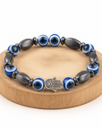 BRACCIALE AMULETO NAZAR CON MANO DI FATIMA - Protezione malocchio - Clorophilla Shop