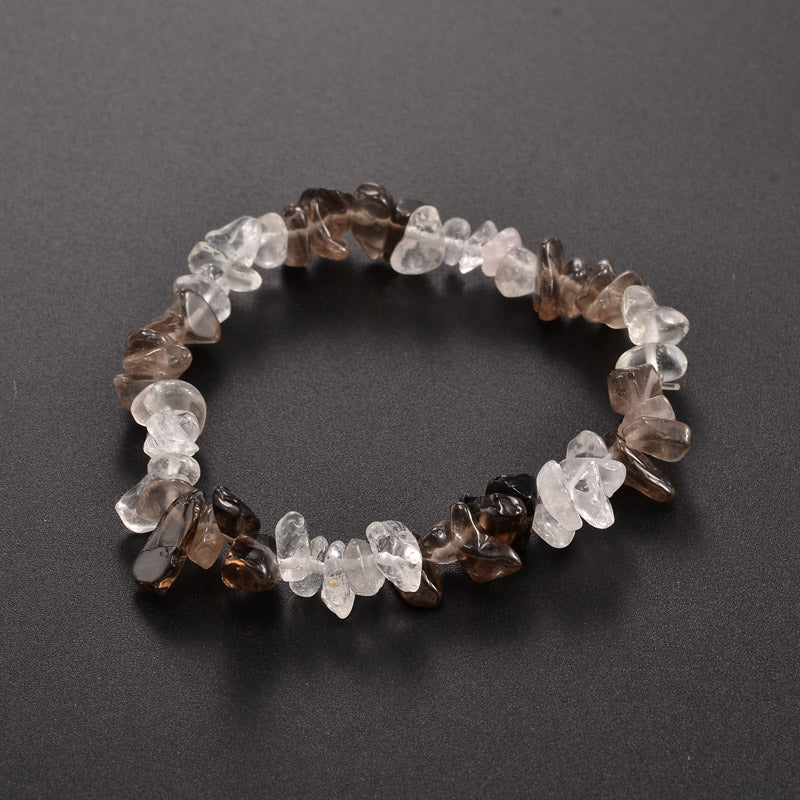 Bracciale Chips elastico con scaglie in Pietra Quarzo Fumè - Clorophilla Shop