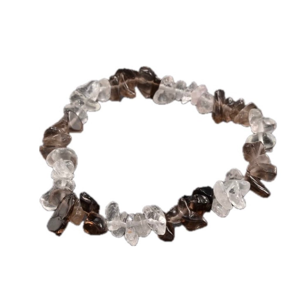Bracciale Chips elastico con scaglie in Pietra Quarzo Fumè - Clorophilla Shop