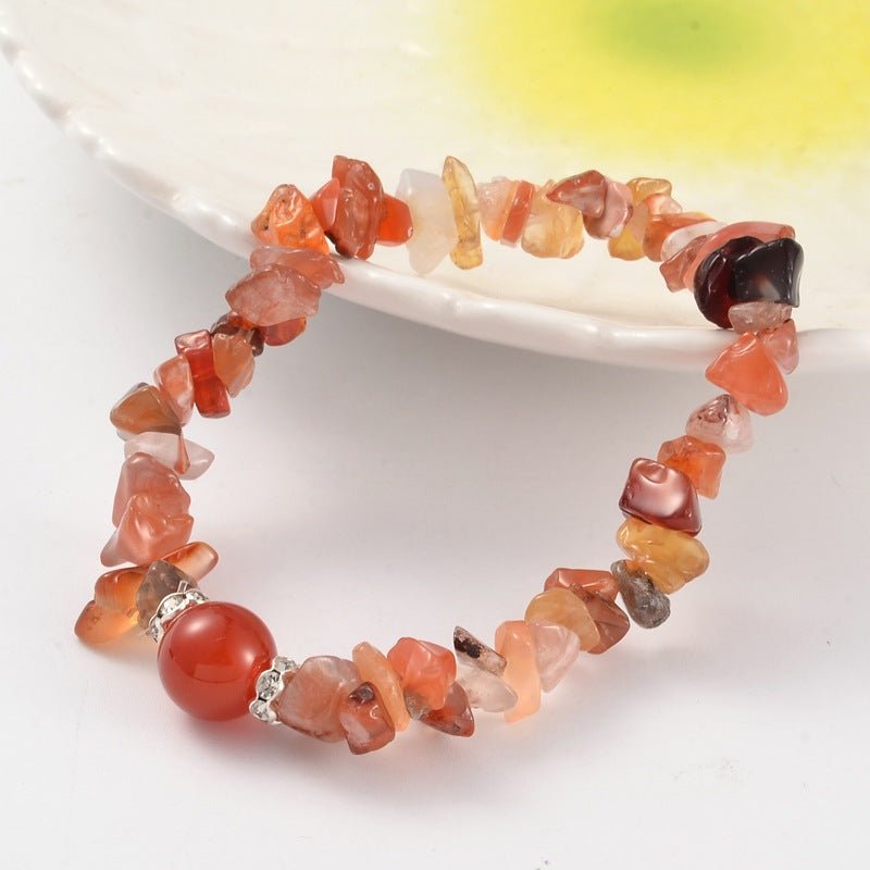 BRACCIALE CHIPS IN CORNIOLA CON PERLA CENTRALE - Vitalità, coraggio e motivazione - Clorophilla Shop