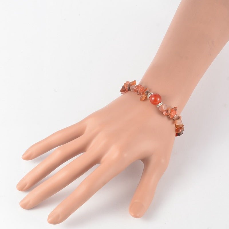 BRACCIALE CHIPS IN CORNIOLA CON PERLA CENTRALE - Vitalità, coraggio e motivazione - Clorophilla Shop