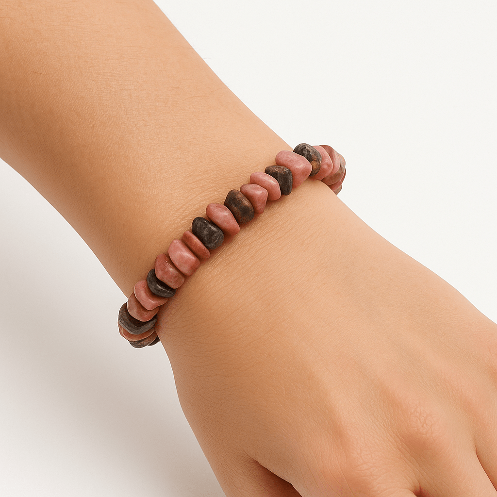 BRACCIALE CHIPS IN RODONITE - Pietra del perdono - Clorophilla Shop