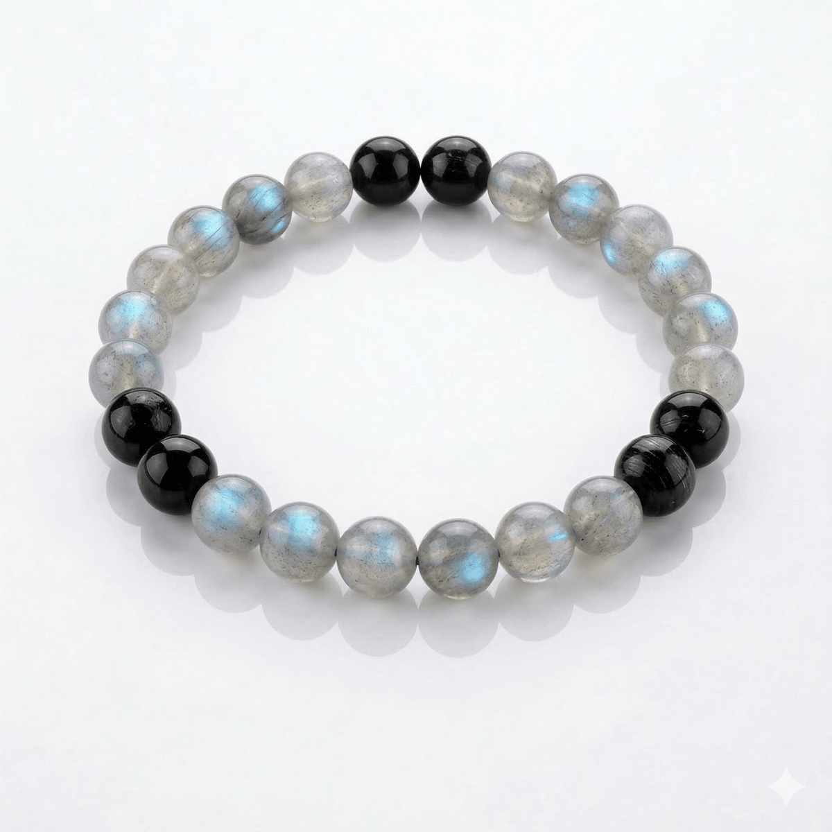 BRACCIALE COMBO IN PIETRE NATURALI - Labradorite e Tormalina - Clorophilla Shop
