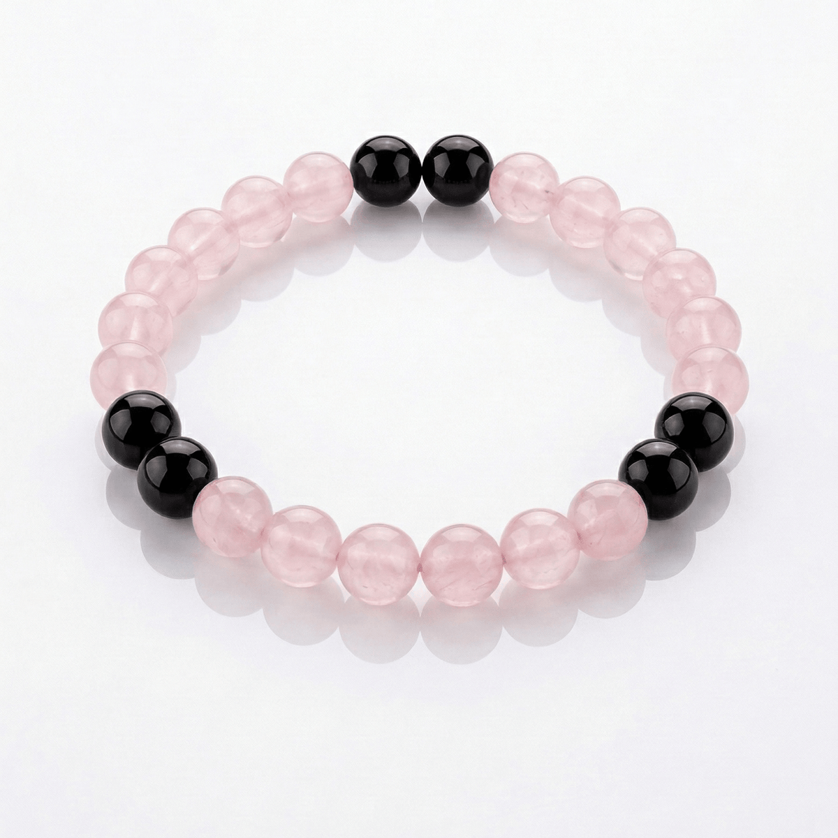 BRACCIALE COMBO IN PIETRE NATURALI - Quarzo Rosa e Ossidiana - Clorophilla Shop
