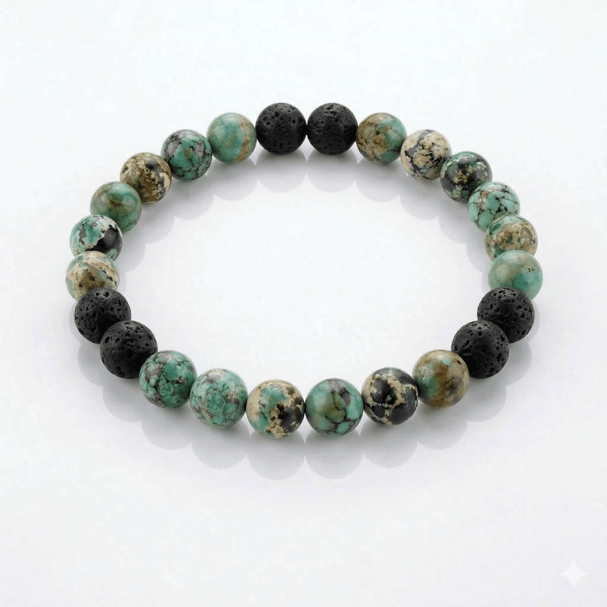 BRACCIALE COMBO IN PIETRE NATURALI - Turchese Africano e Pietra Lavica - Clorophilla Shop