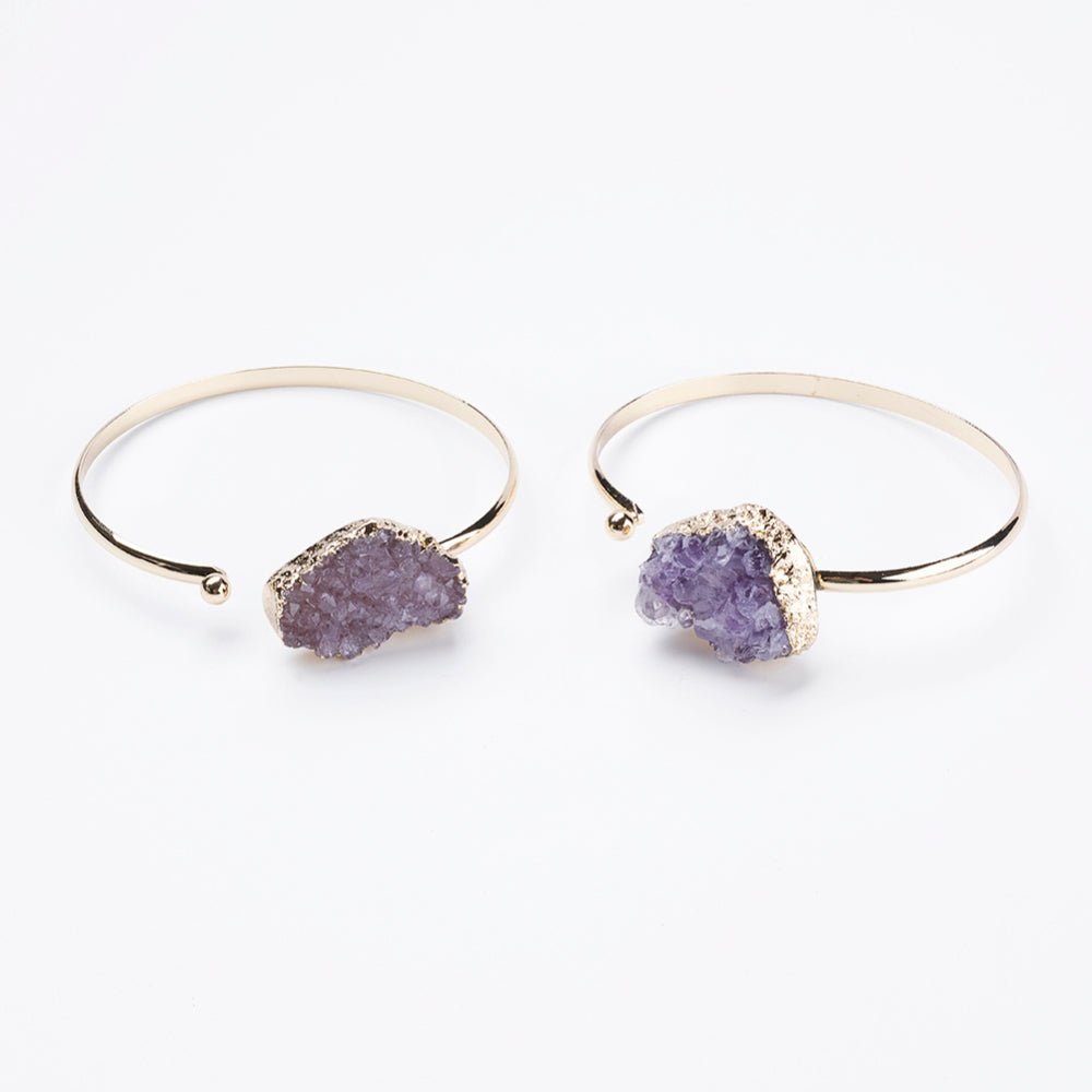 Bracciale con Drusa di Ametista in ottone sottile - Regolabile - Clorophilla Shop