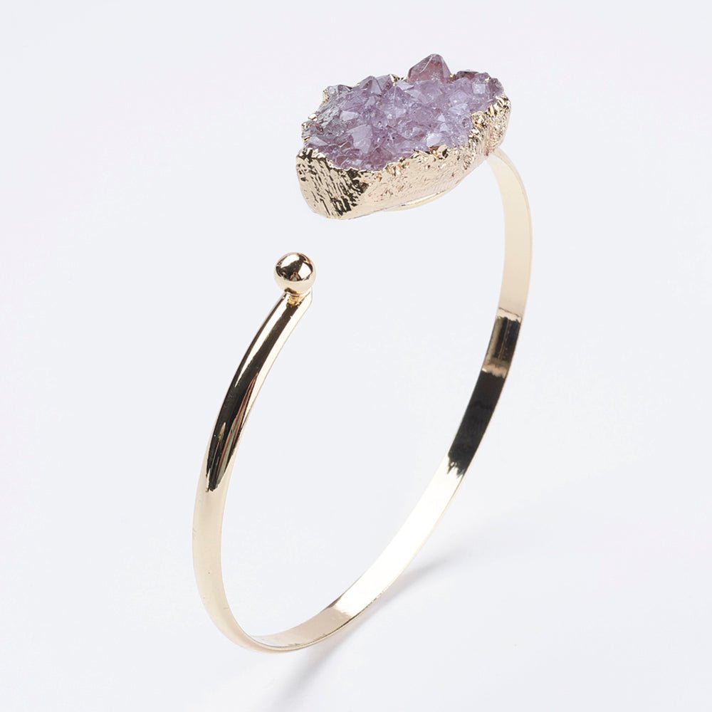 Bracciale con Drusa di Ametista in ottone sottile - Regolabile - Clorophilla Shop