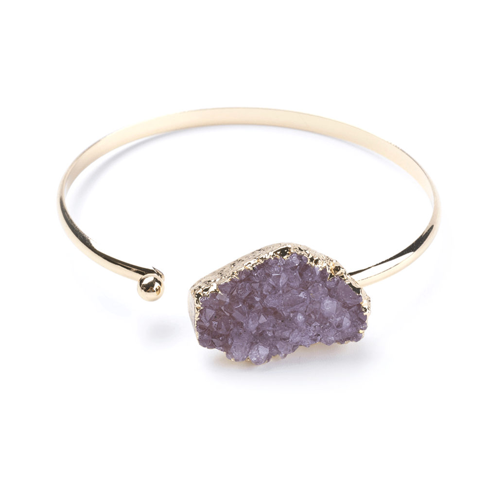 Bracciale con Drusa di Ametista in ottone sottile - Regolabile - Clorophilla Shop