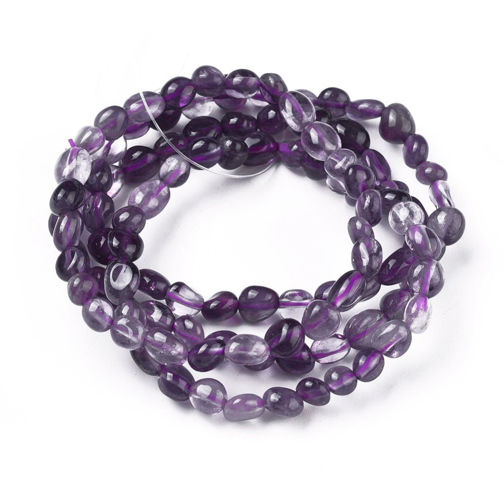 Bracciale elastico con pepite in Ametista - Calma e riduzione dello stress - Clorophilla Shop