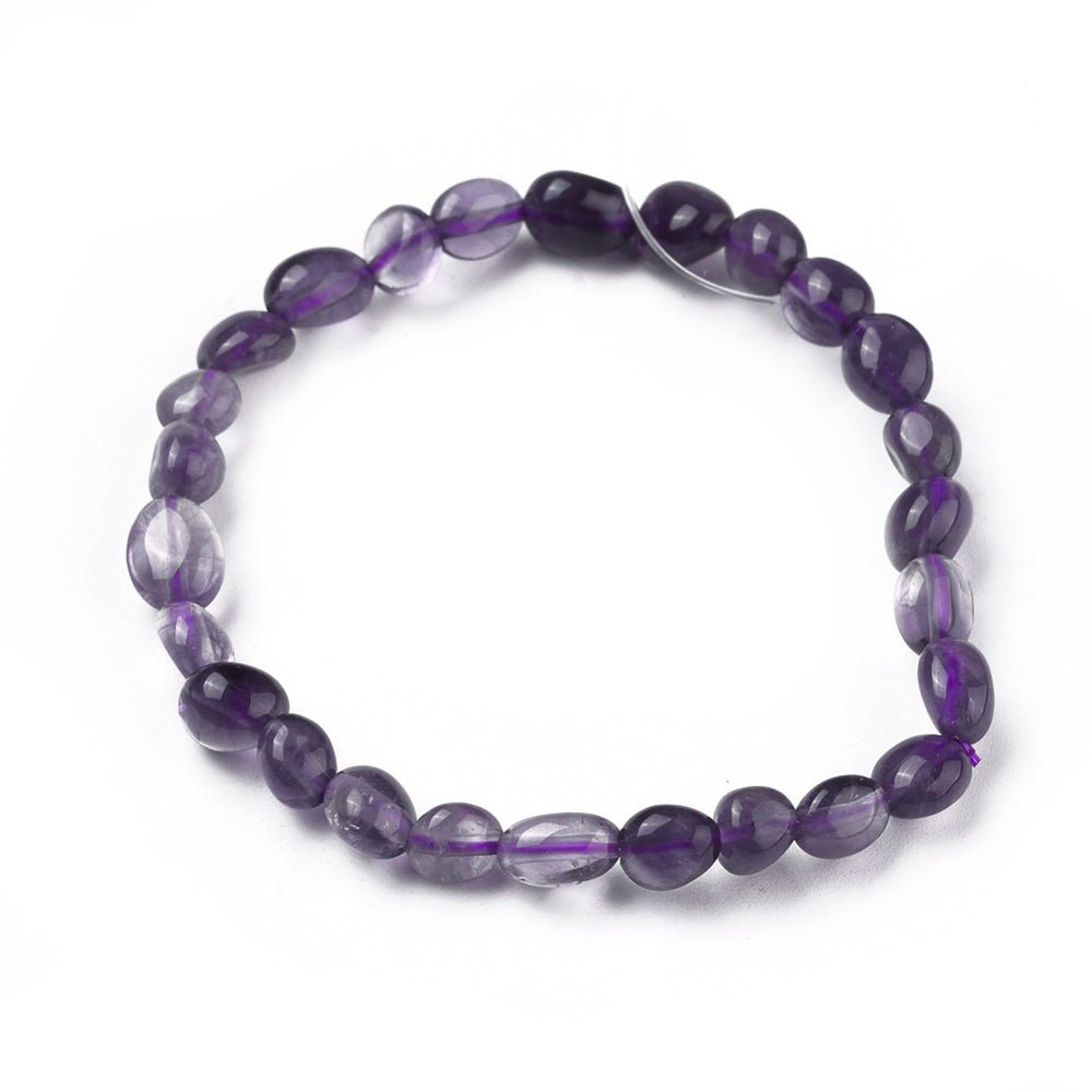 Bracciale elastico con pepite in Ametista - Calma e riduzione dello stress - Clorophilla Shop