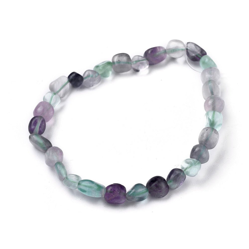 Bracciale elastico con pepite in Fluorite - Chiarezza mentale e calma emotiva - Clorophilla Shop