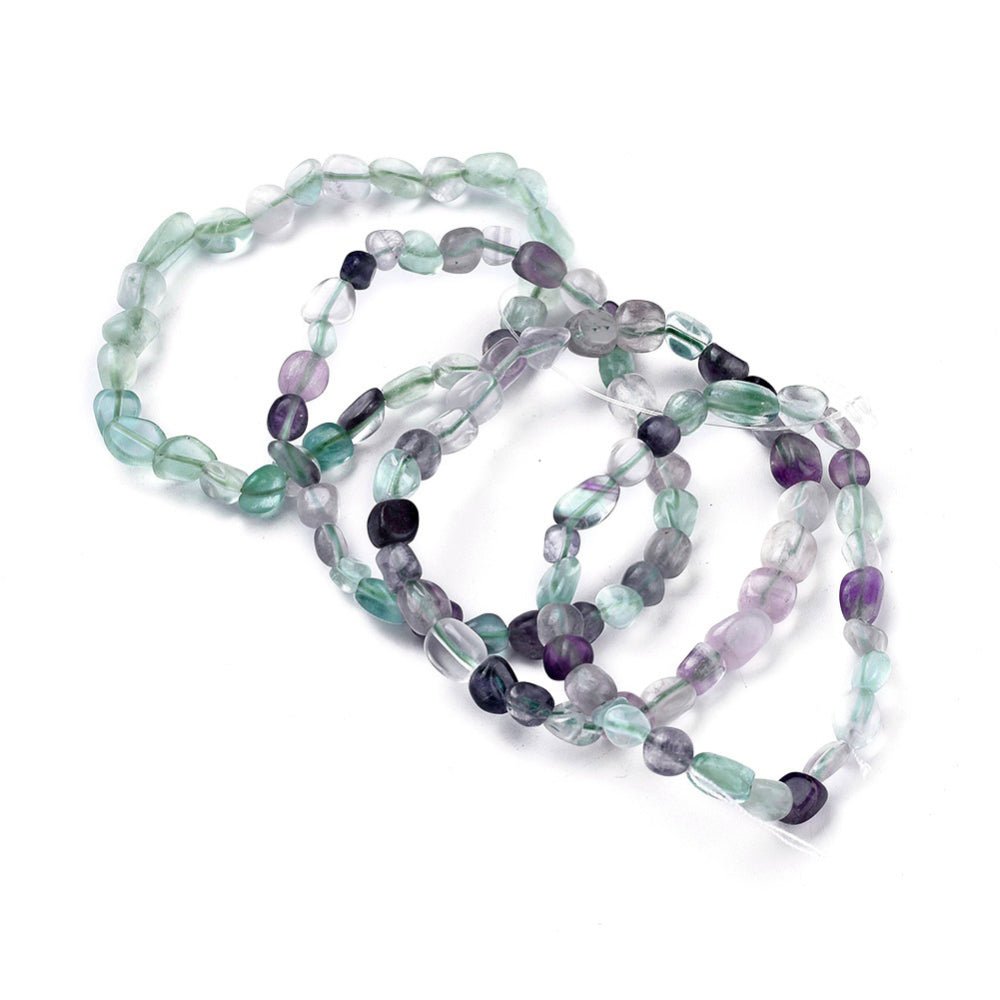 Bracciale elastico con pepite in Fluorite - Chiarezza mentale e calma emotiva - Clorophilla Shop