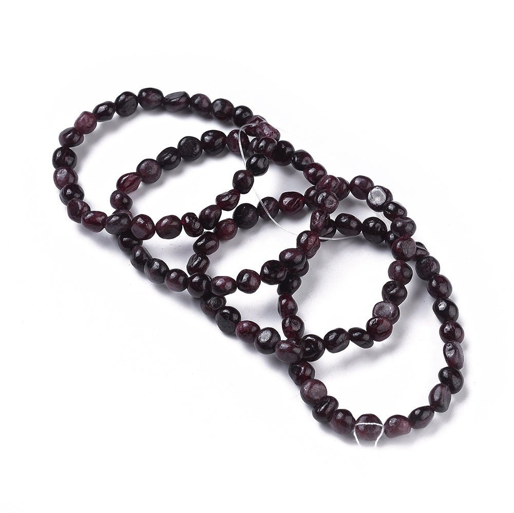 Bracciale elastico con pepite in Granato - Forza, vitalità e rigenerazione - Clorophilla Shop