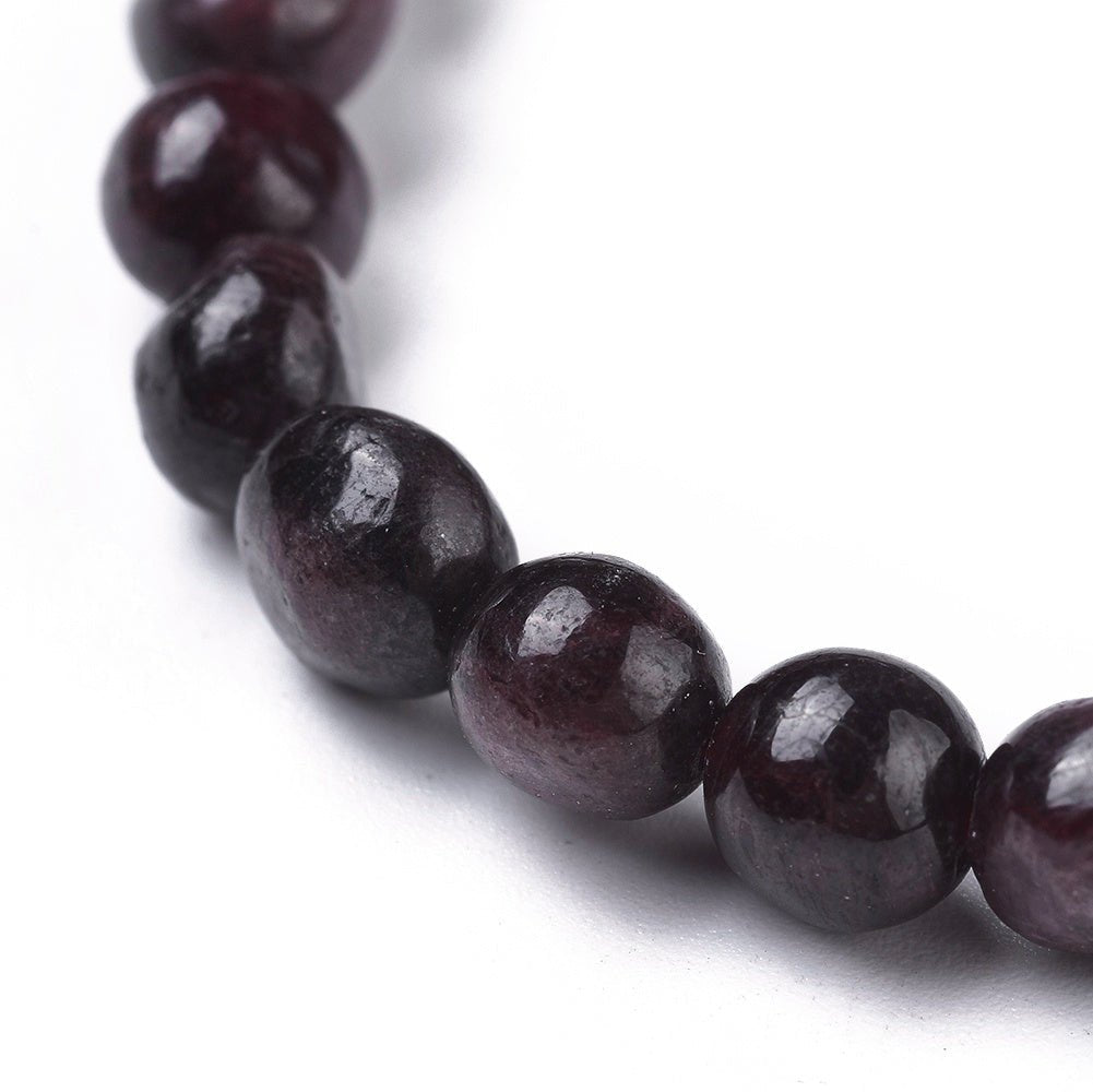 Bracciale elastico con pepite in Granato - Forza, vitalità e rigenerazione - Clorophilla Shop