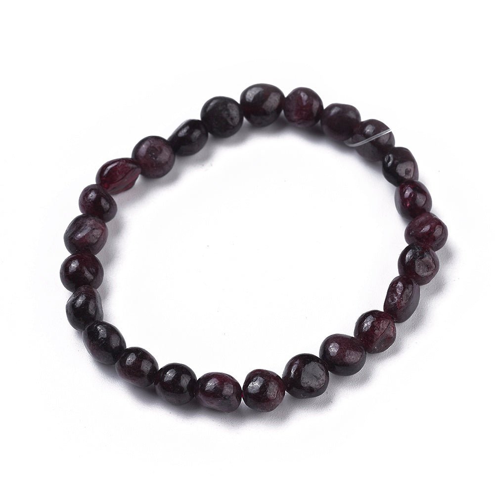 Bracciale elastico con pepite in Granato - Forza, vitalità e rigenerazione - Clorophilla Shop