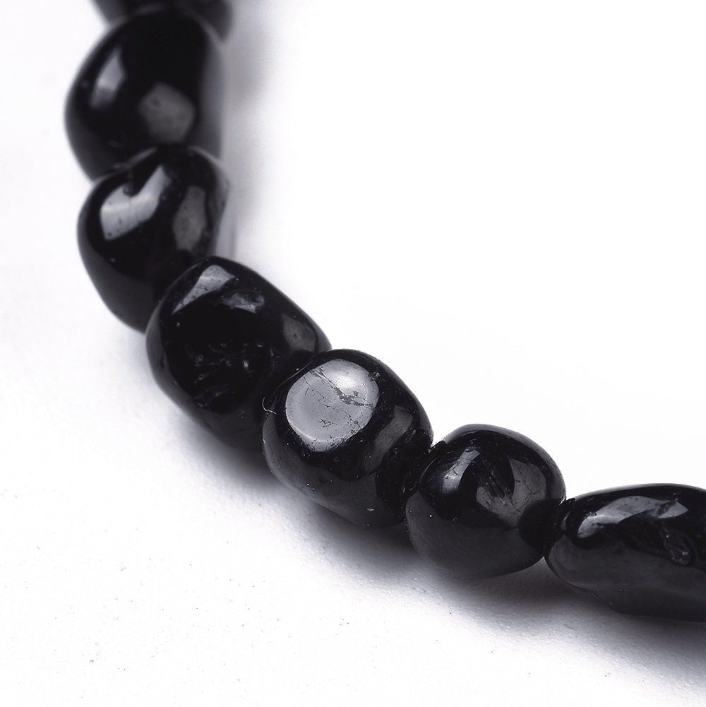 Bracciale elastico con pepite in Tormalina nera - Protezione energetica - Clorophilla Shop