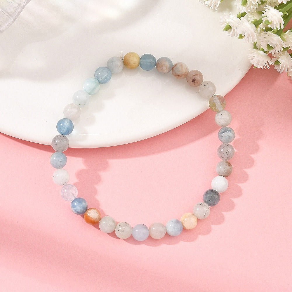 Bracciale Elastico in Acquamarina Naturale - serenità e comunicazione - Clorophilla Shop