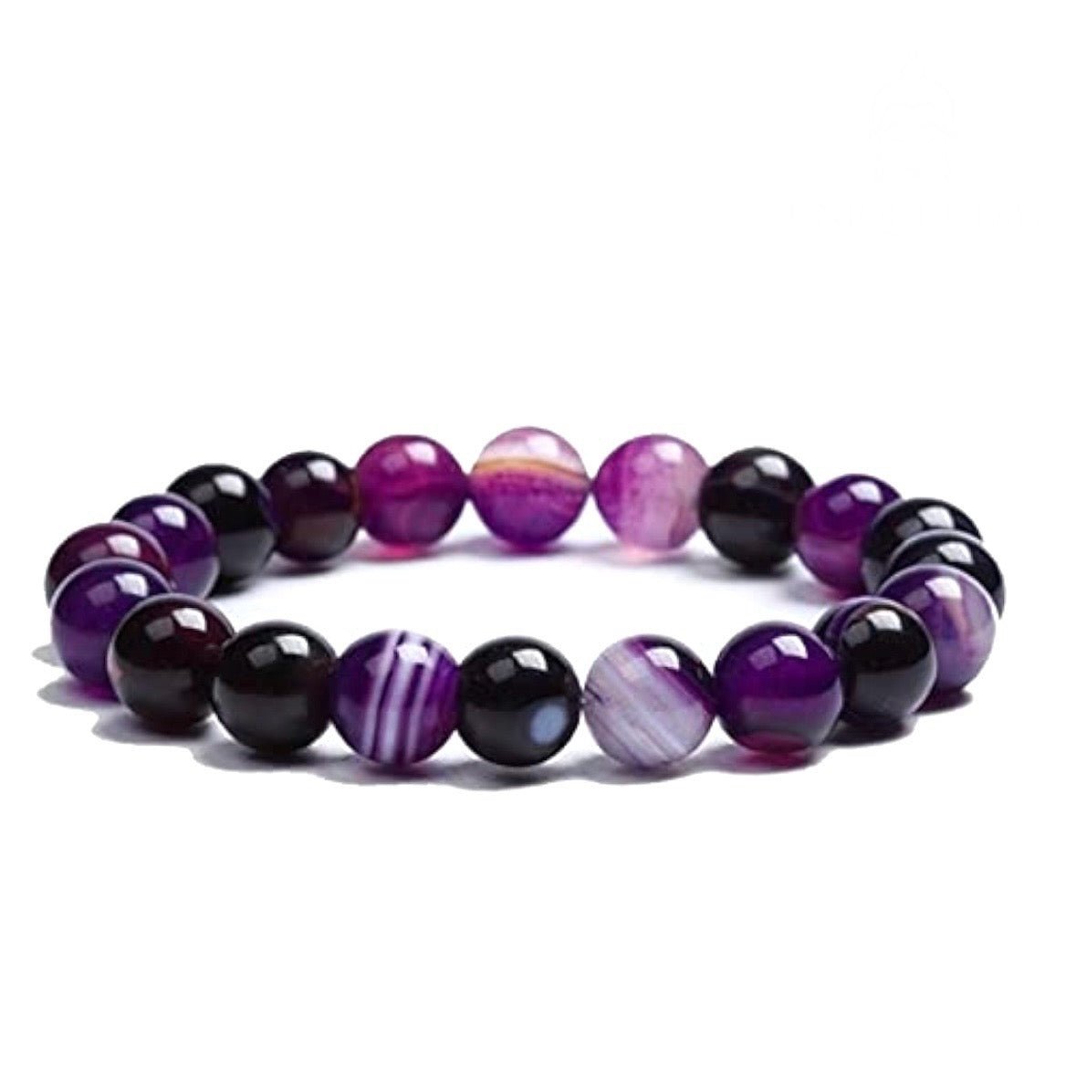 BRACCIALE ELASTICO IN AGATA VIOLA STRIATA - Serenità e creatività - Clorophilla Shop