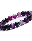 BRACCIALE ELASTICO IN AGATA VIOLA STRIATA - Serenità e creatività - Clorophilla Shop
